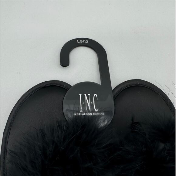 INC International Concepts Slippers Womens Large 9-10 Black Furry Lounge Modern - Picture 4 of 6